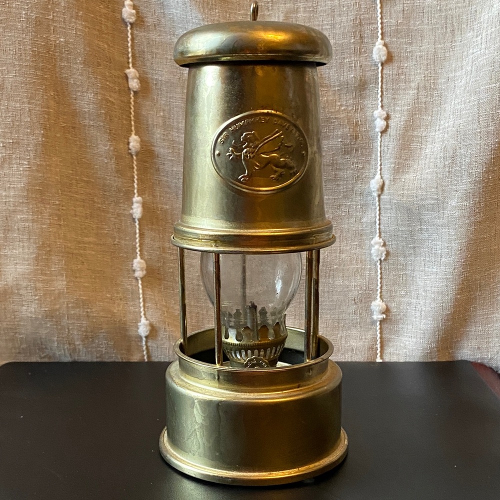 Vintage Sir Humphrey Davey Miner’s Brass Lantern Oil Lamp